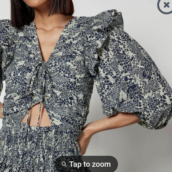 Sea NY Priya Tiered Dress Navy with Ruffles, M - Picture 4 of 7